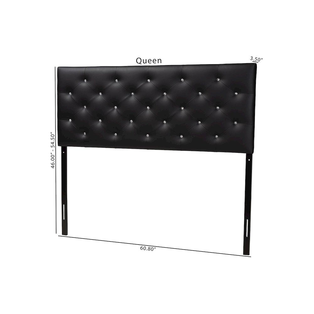 Black Faux Leather Upholstered Button-tufted Full Size Headboard