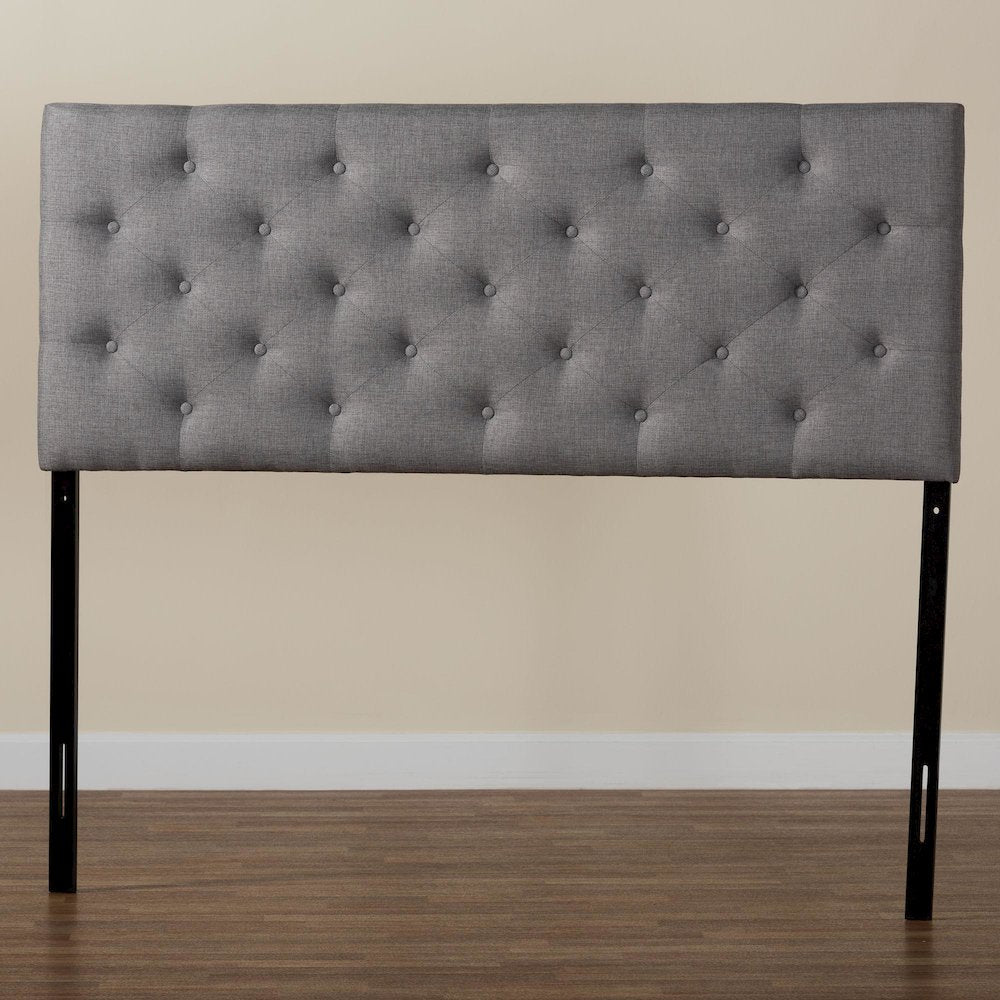 Grey Fabric Upholstered Button-tufted Full Size Headboard