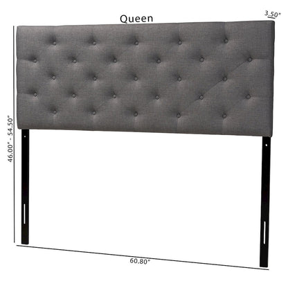 Grey Fabric Upholstered Button-tufted Full Size Headboard