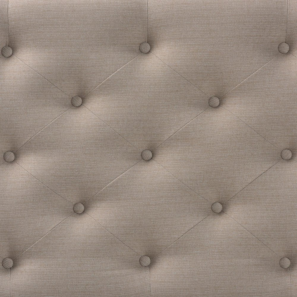 Light Beige Fabric Upholstered Button-tufted Queen Size Headboard