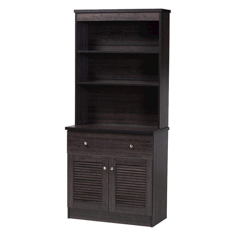 Agni Modern and Contemporary Dark Brown Buffet and Hutch Kitchen Cabinet