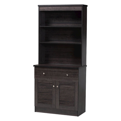 Agni Modern and Contemporary Dark Brown Buffet and Hutch Kitchen Cabinet