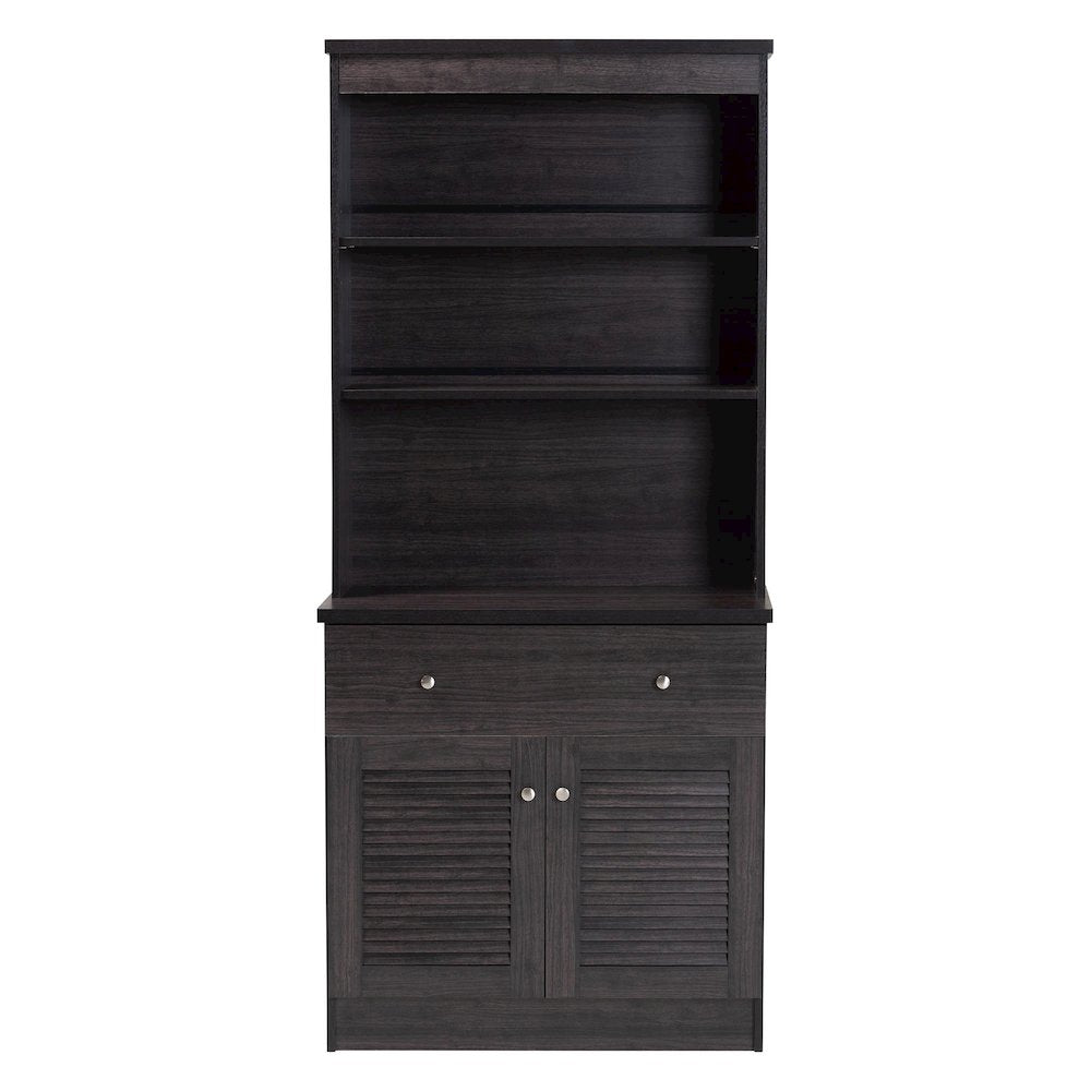 Agni Modern and Contemporary Dark Brown Buffet and Hutch Kitchen Cabinet