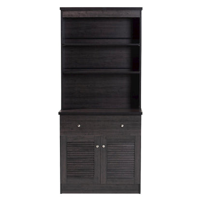 Agni Modern and Contemporary Dark Brown Buffet and Hutch Kitchen Cabinet