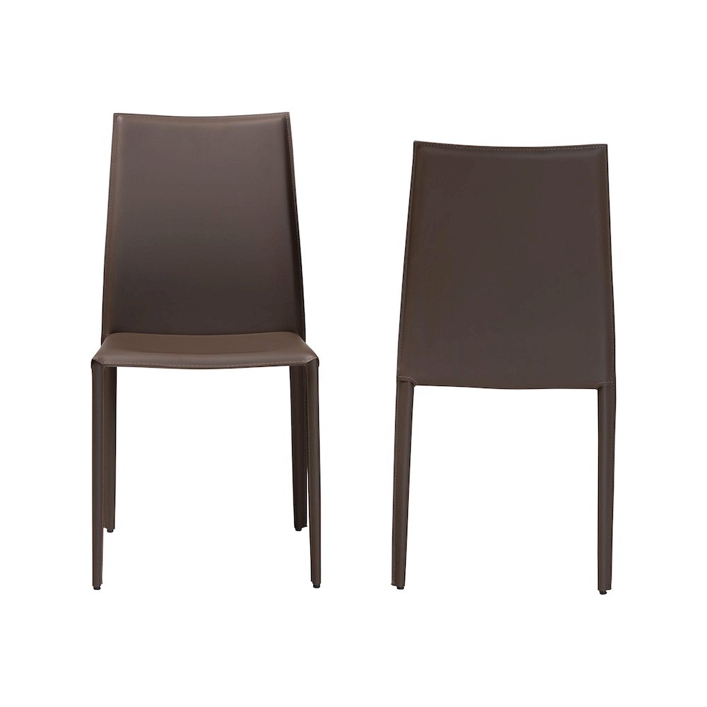 Taupe Bonded Leather Upholstered Dining Chair (Set of 2)