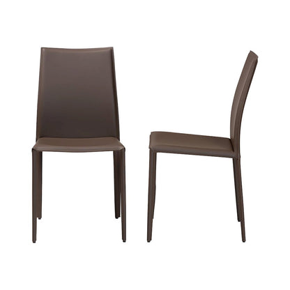 Taupe Bonded Leather Upholstered Dining Chair (Set of 2)