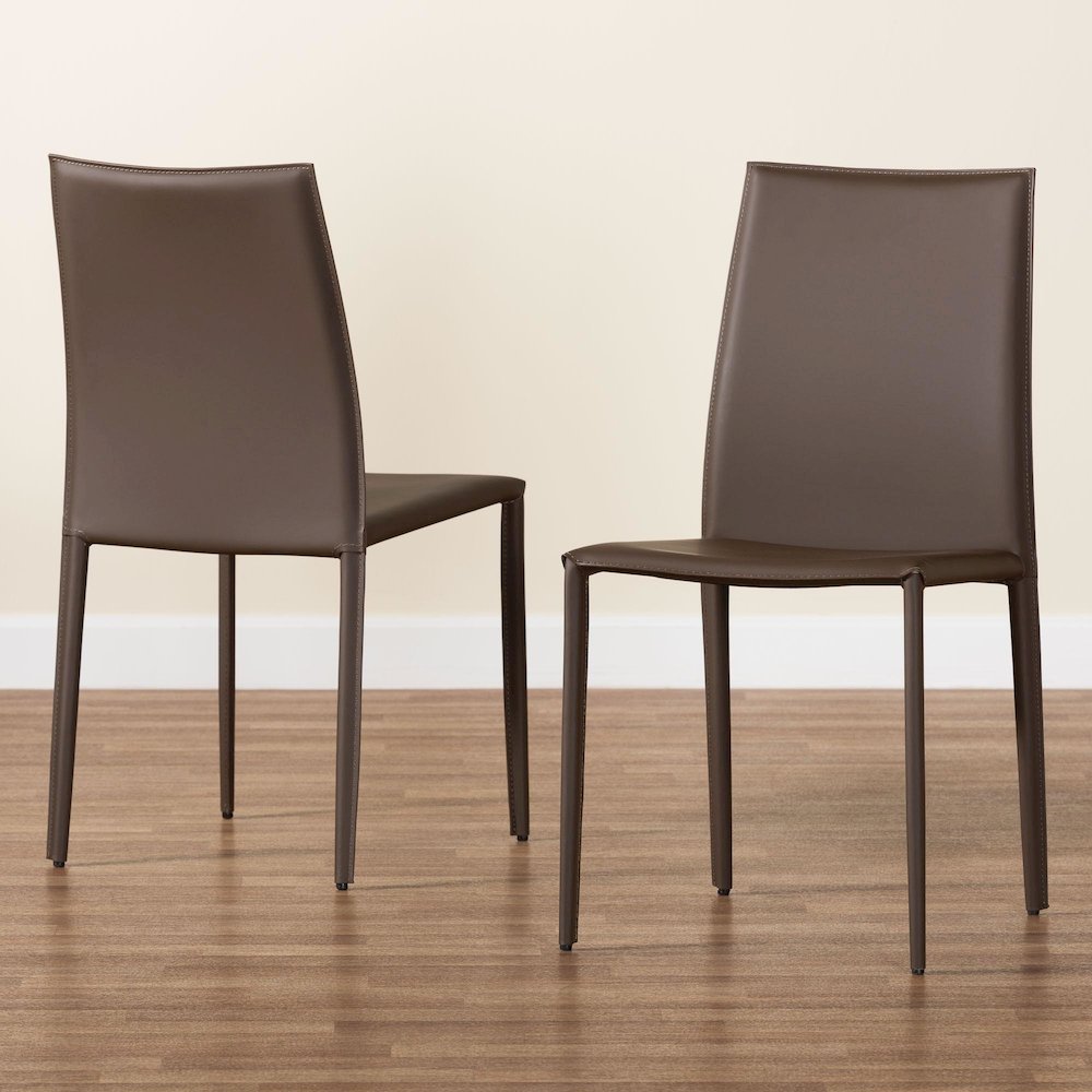 Taupe Bonded Leather Upholstered Dining Chair (Set of 2)