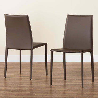 Taupe Bonded Leather Upholstered Dining Chair (Set of 2)