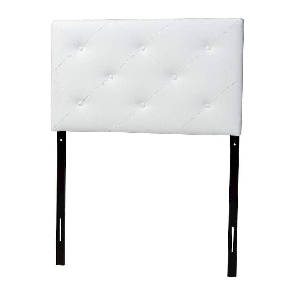 White Faux Leather Upholstered Twin Size Headboard