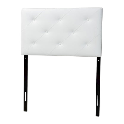 White Faux Leather Upholstered Twin Size Headboard