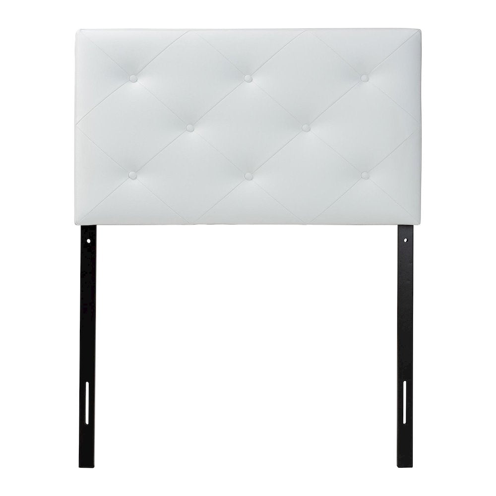 White Faux Leather Upholstered Twin Size Headboard