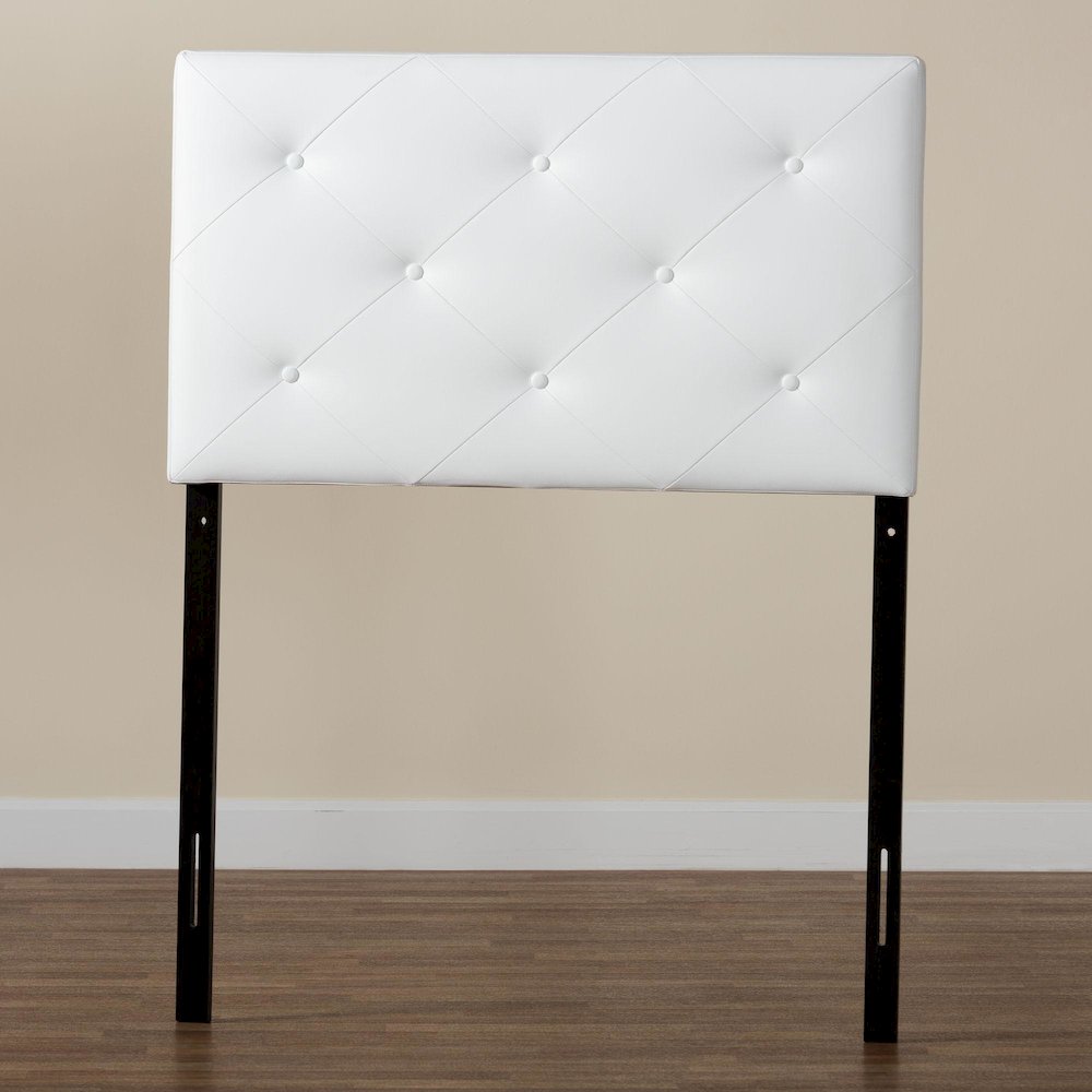 White Faux Leather Upholstered Twin Size Headboard