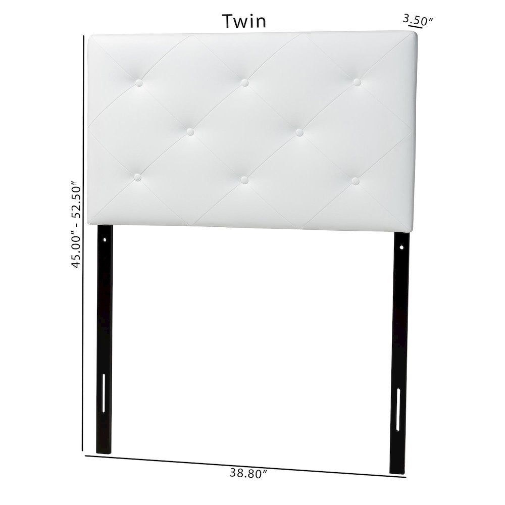 White Faux Leather Upholstered Twin Size Headboard