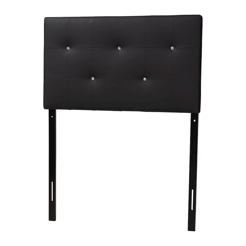 Black Faux Leather Upholstered Twin Size Headboard
