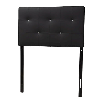 Black Faux Leather Upholstered Twin Size Headboard
