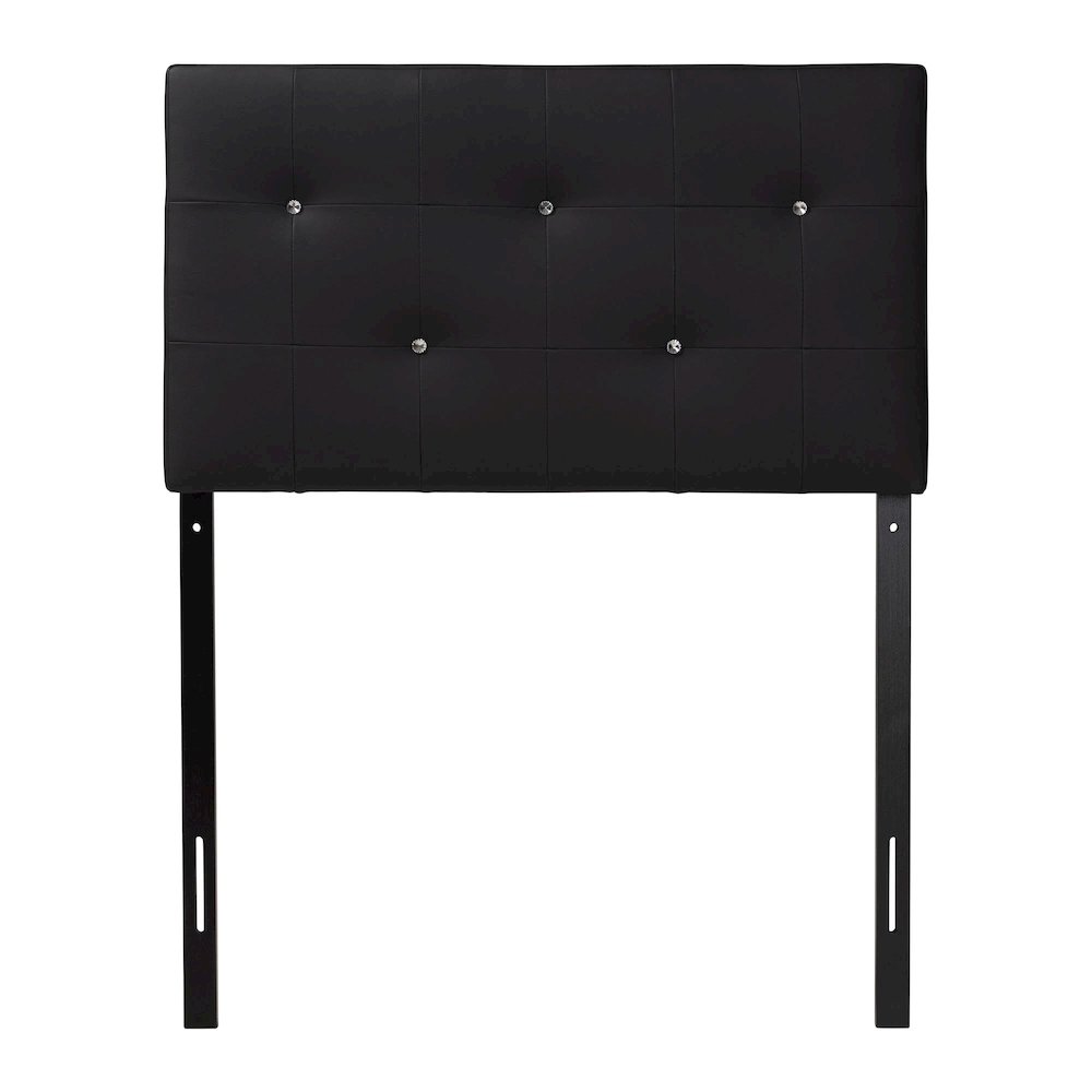 Black Faux Leather Upholstered Twin Size Headboard