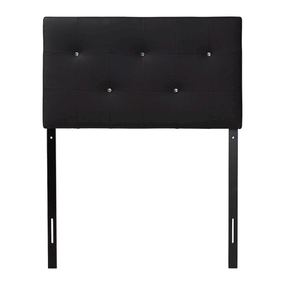 Black Faux Leather Upholstered Twin Size Headboard