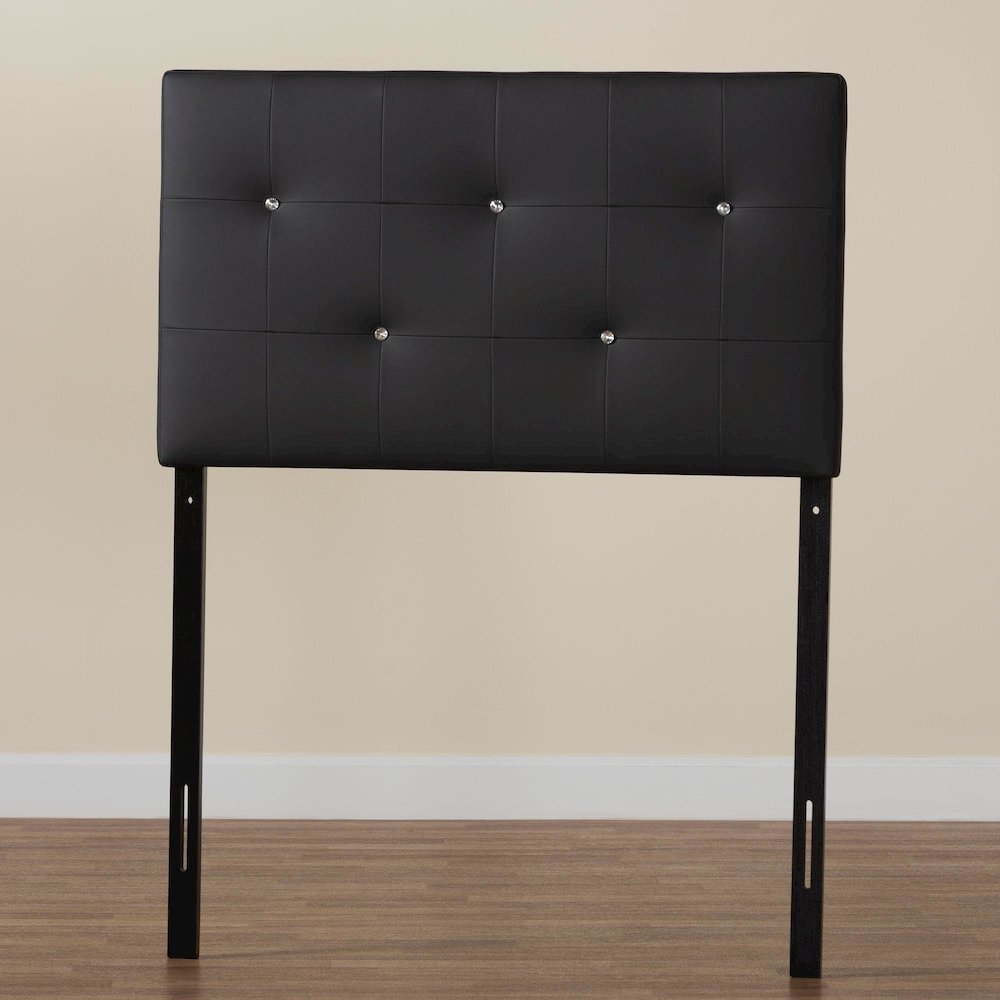 Black Faux Leather Upholstered Twin Size Headboard