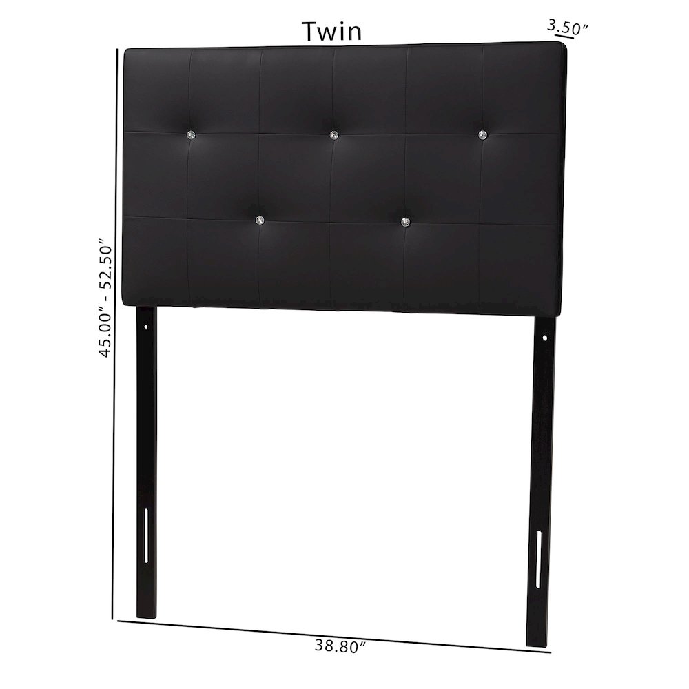 Black Faux Leather Upholstered Twin Size Headboard