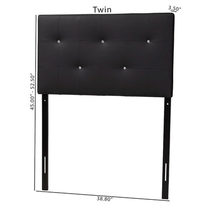 Black Faux Leather Upholstered Twin Size Headboard