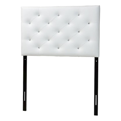 White Faux Leather Upholstered Button-Tufted Twin Size Headboard