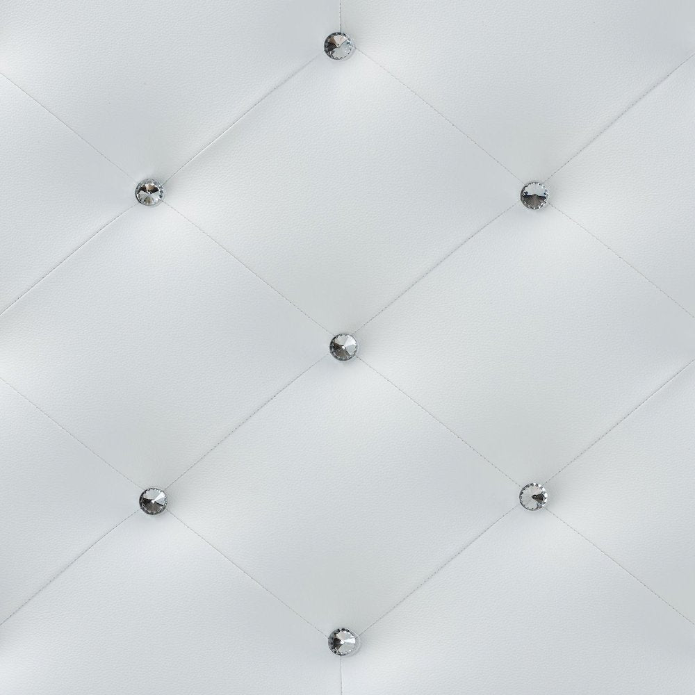 White Faux Leather Upholstered Button-Tufted Twin Size Headboard