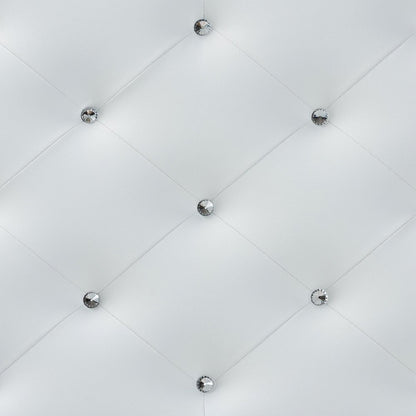 White Faux Leather Upholstered Button-Tufted Twin Size Headboard