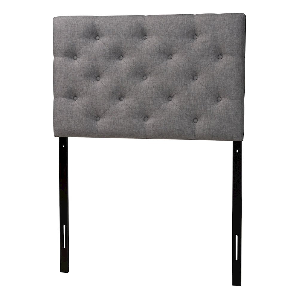 Grey Fabric Upholstered Button-Tufted Twin Size Headboard