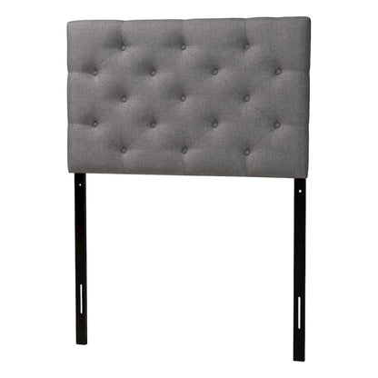 Grey Fabric Upholstered Button-Tufted Twin Size Headboard