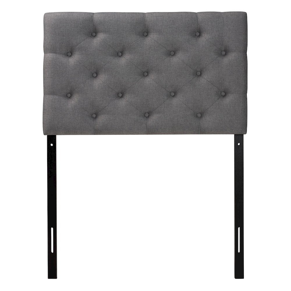 Grey Fabric Upholstered Button-Tufted Twin Size Headboard