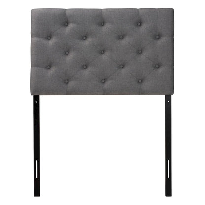 Grey Fabric Upholstered Button-Tufted Twin Size Headboard