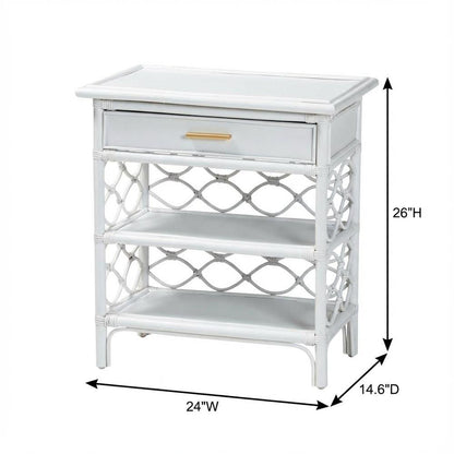 Rattan Nightstand with Coastal Style and White Leg Finish
