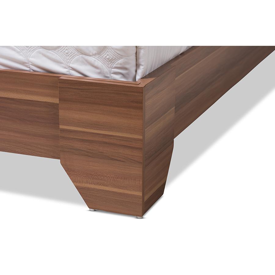 Vanda Modern and Contemporary Two-Tone Walnut and Black Wood Queen Size Platform Bed