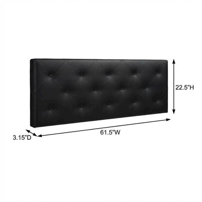 Black Faux Leather Queen Upholstered Headboard with Foam Padding and Wood Frame