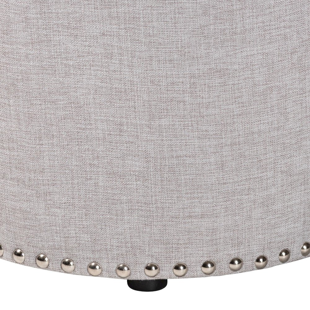 Rosine Modern and Contemporary Light Grey Fabric Upholstered Nail Trim Ottoman