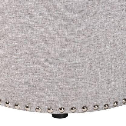 Rosine Modern and Contemporary Light Grey Fabric Upholstered Nail Trim Ottoman