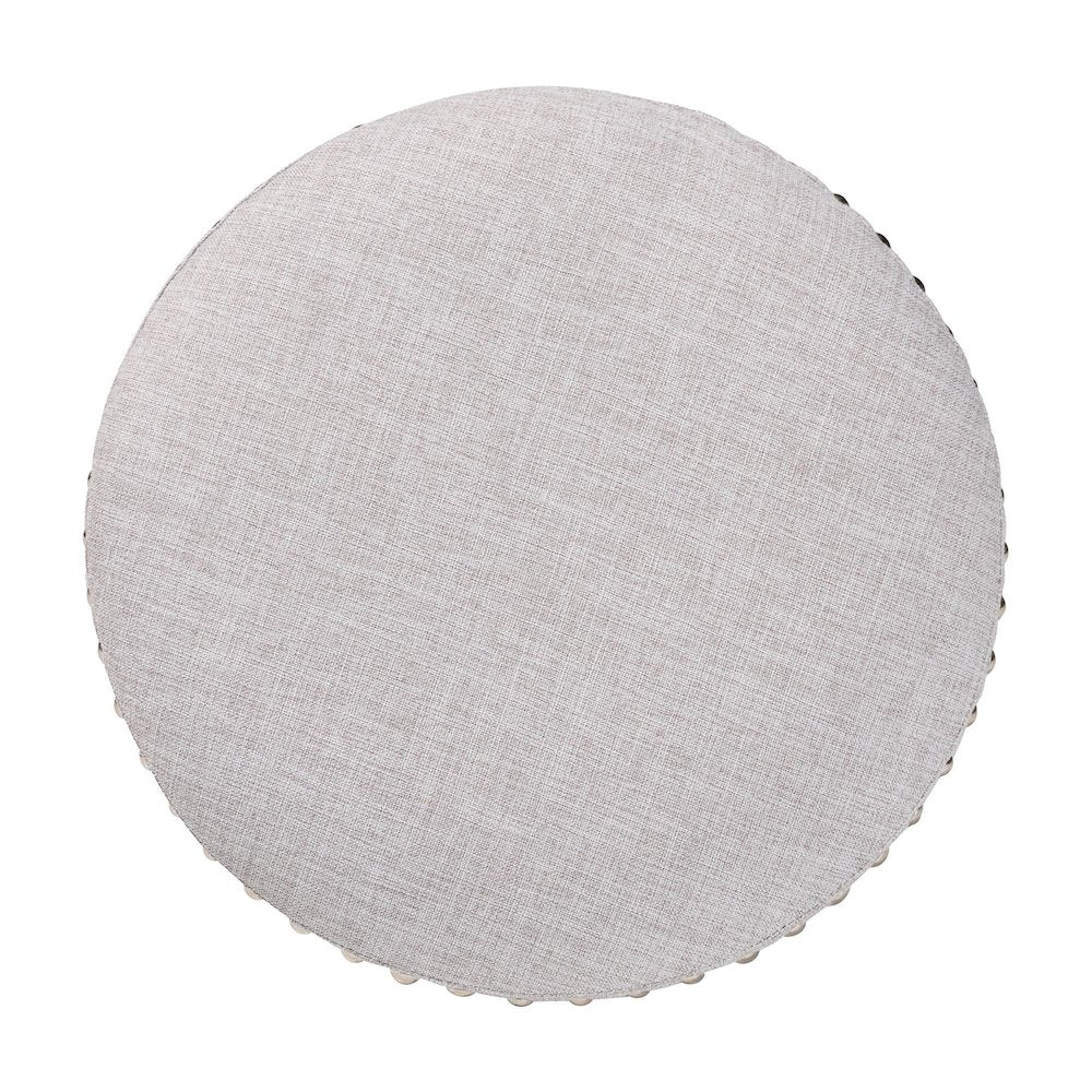 Rosine Modern and Contemporary Light Grey Fabric Upholstered Nail Trim Ottoman
