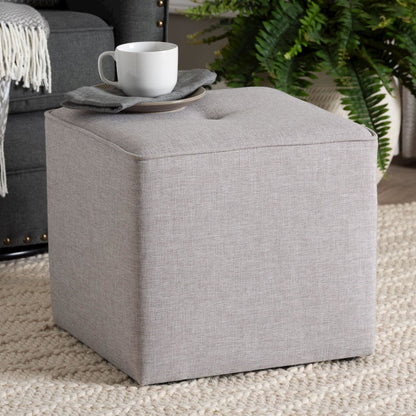 Corinne Modern and Contemporary Light Grey Fabric Upholstered Ottoman