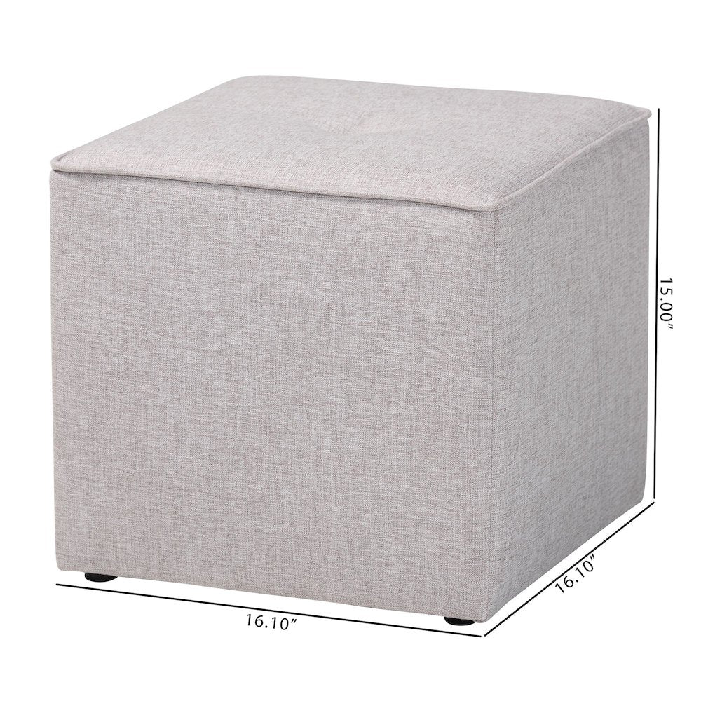 Corinne Modern and Contemporary Light Grey Fabric Upholstered Ottoman