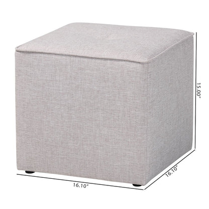 Corinne Modern and Contemporary Light Grey Fabric Upholstered Ottoman