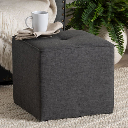 Corinne Modern and Contemporary Dark Grey Fabric Upholstered Ottoman