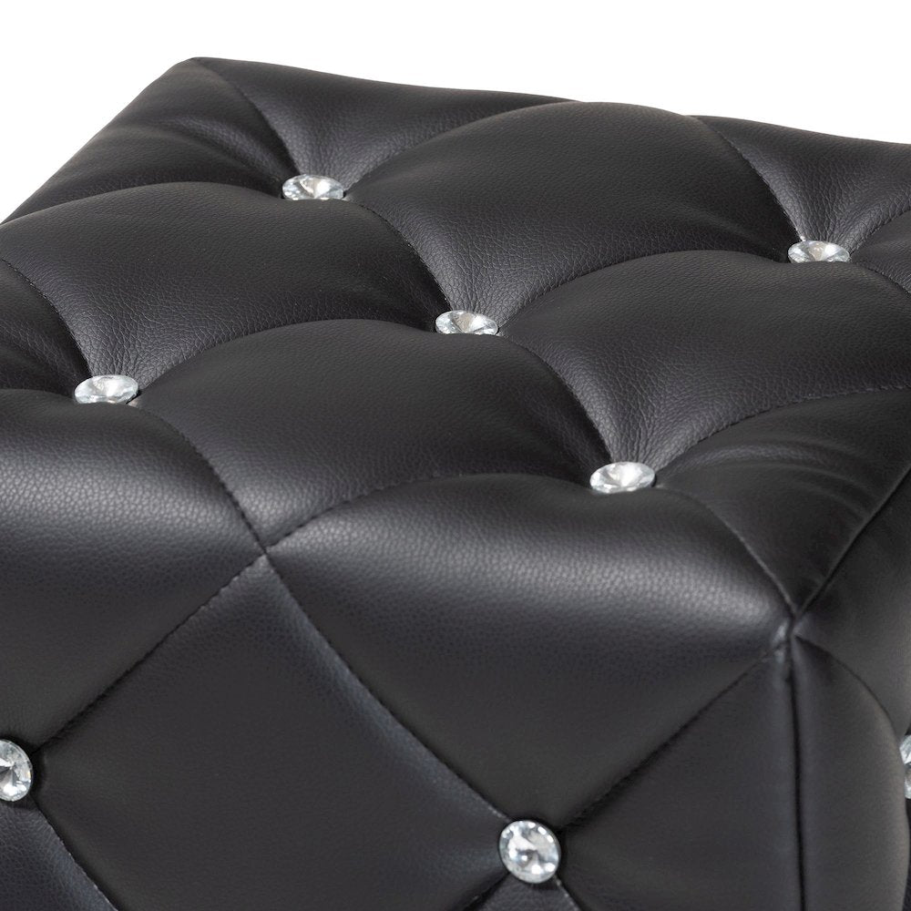 Stacey Modern and Contemporary Black Faux Leather Upholstered Ottoman