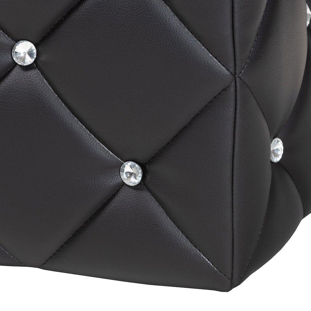Stacey Modern and Contemporary Black Faux Leather Upholstered Ottoman