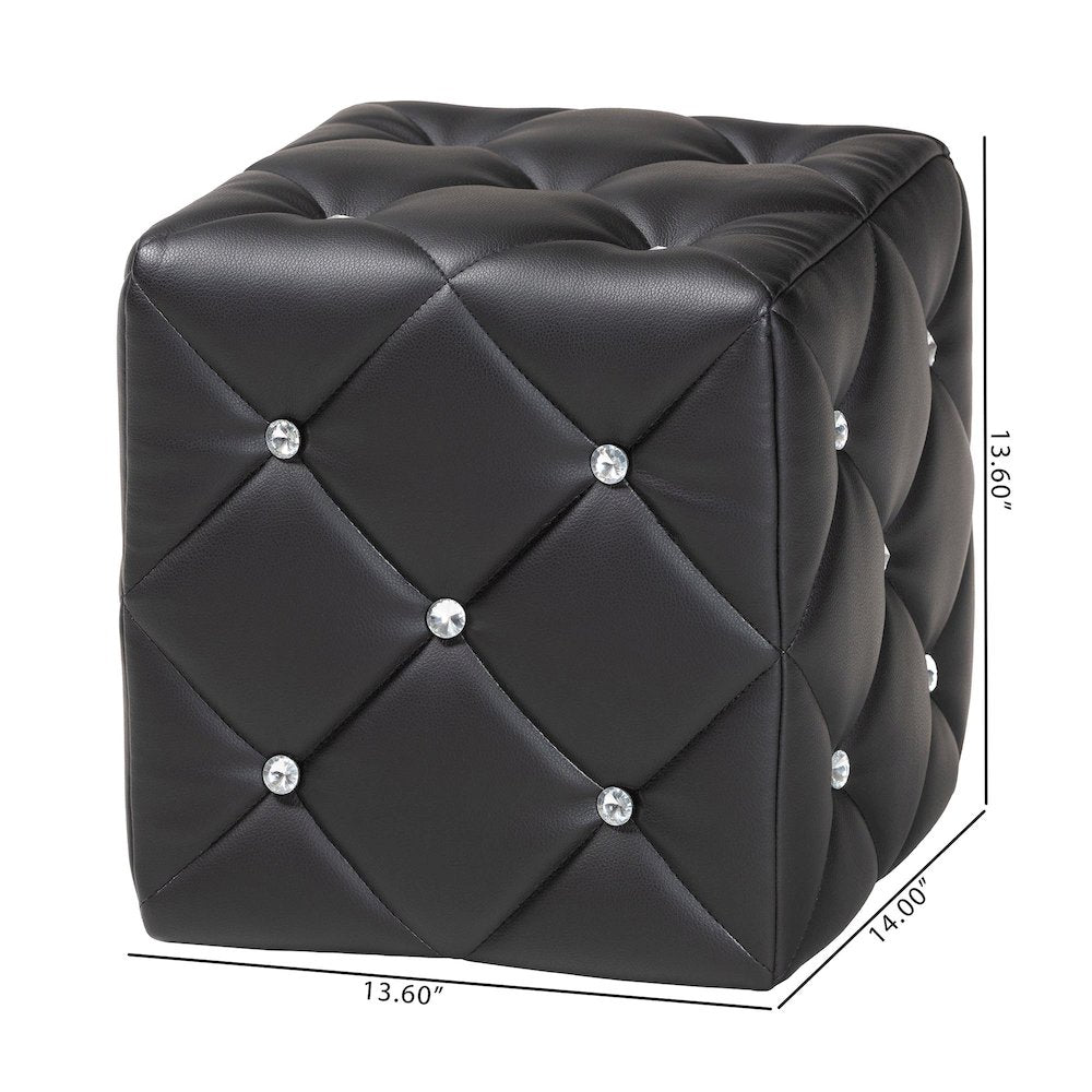 Stacey Modern and Contemporary Black Faux Leather Upholstered Ottoman