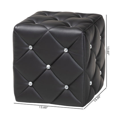 Stacey Modern and Contemporary Black Faux Leather Upholstered Ottoman