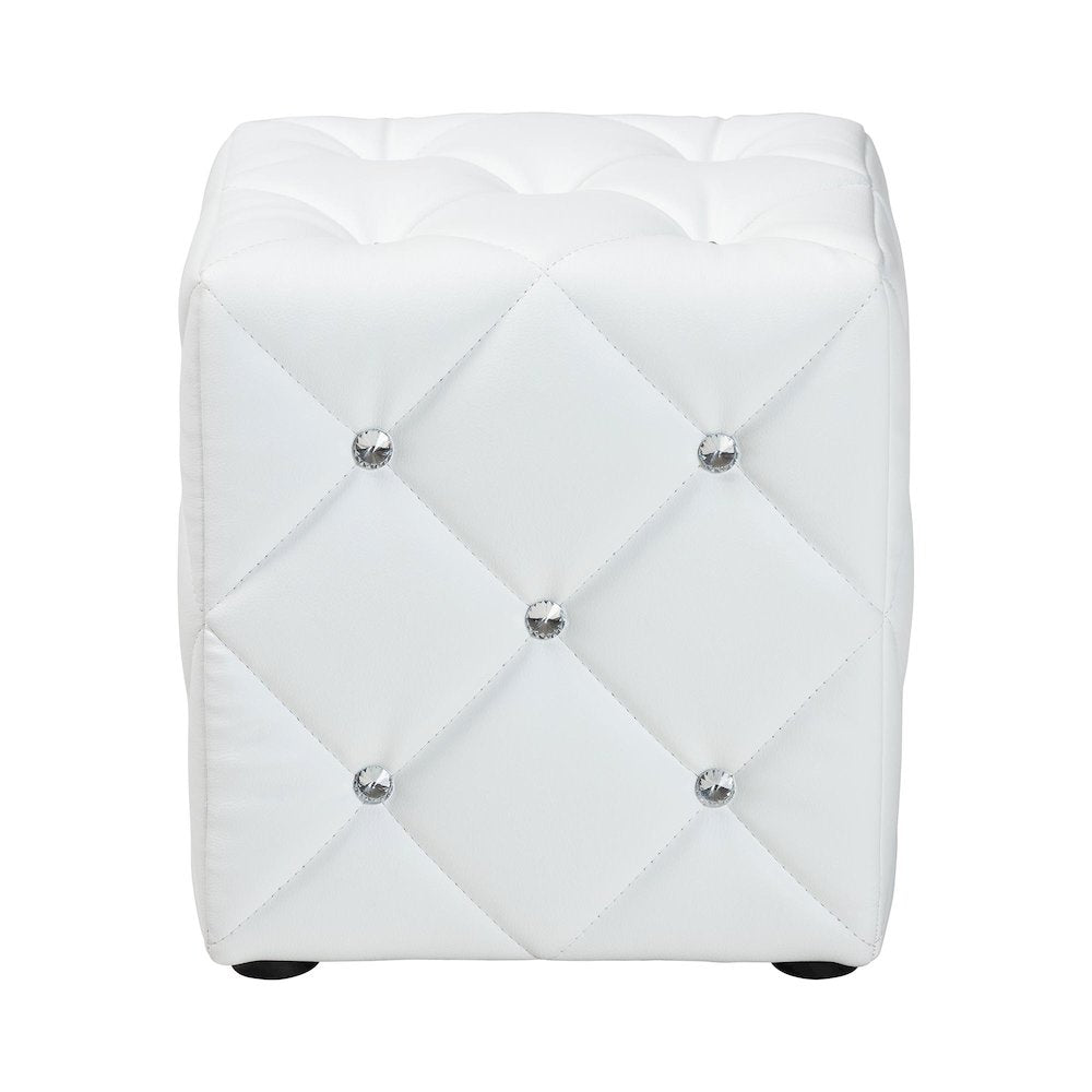 Stacey Modern and Contemporary White Faux Leather Upholstered Ottoman