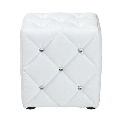Stacey Modern and Contemporary White Faux Leather Upholstered Ottoman