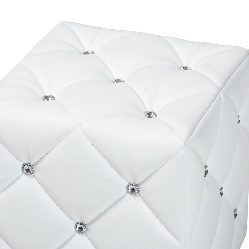 Stacey Modern and Contemporary White Faux Leather Upholstered Ottoman