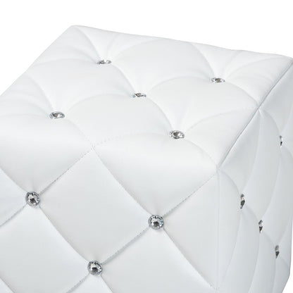 Stacey Modern and Contemporary White Faux Leather Upholstered Ottoman