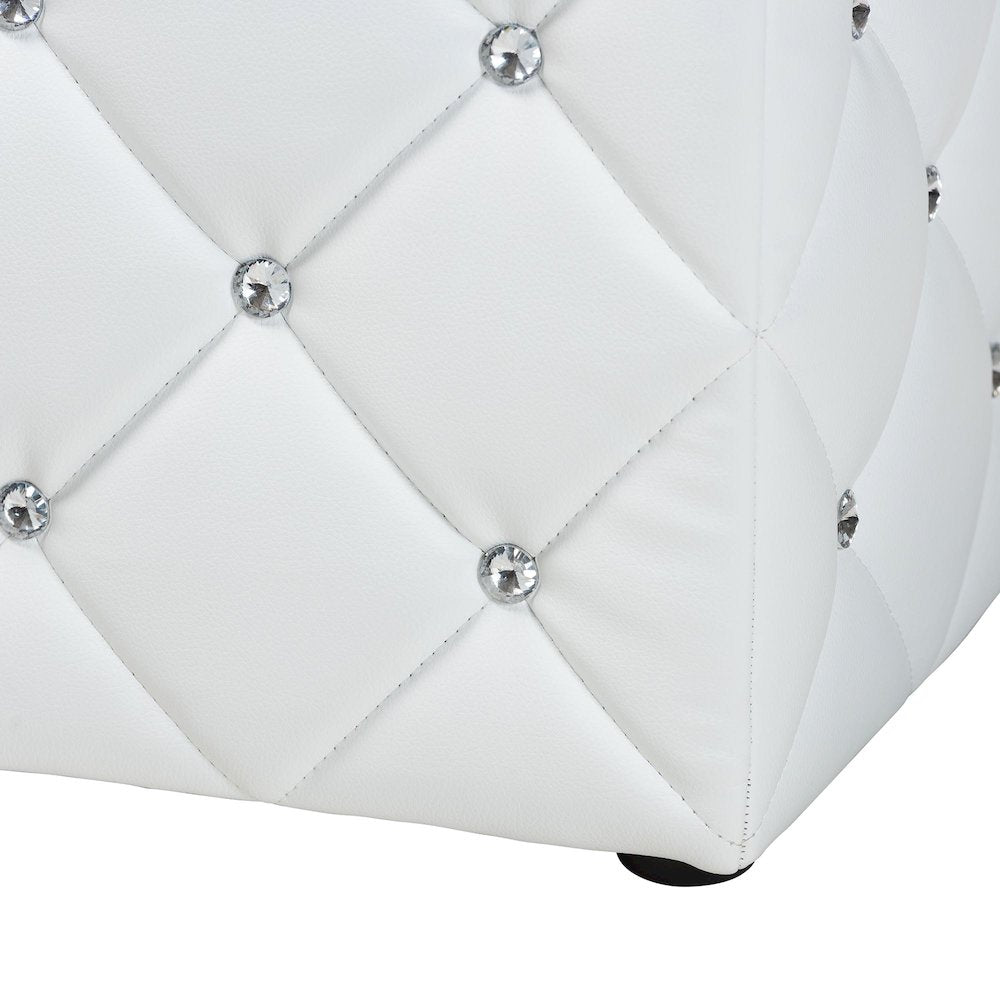 Stacey Modern and Contemporary White Faux Leather Upholstered Ottoman